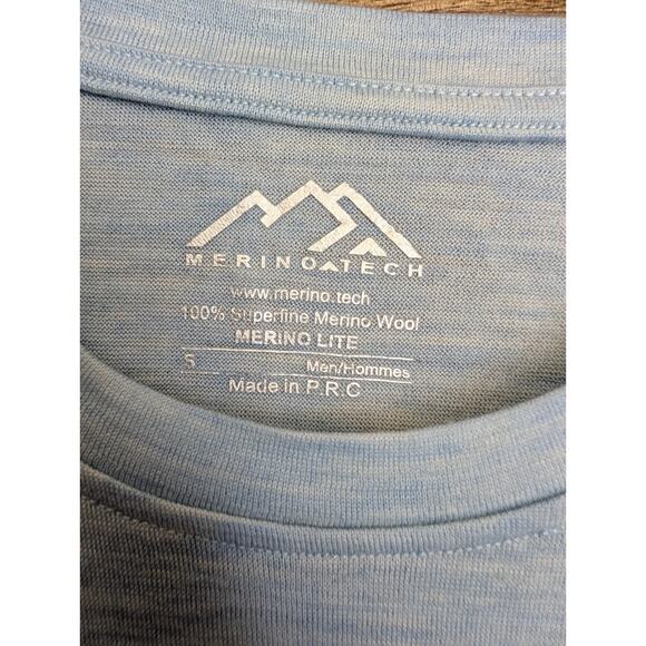 Merino Tech T-Shirt Mens Small Light Blue Superfine Merino Wool Lightweight NWT - Picture 4 of 5